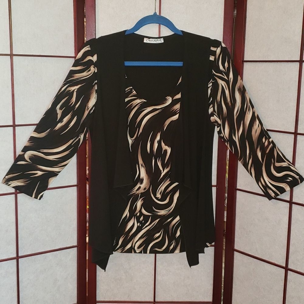 Claudia Richard Black & Tan Designer Blouse